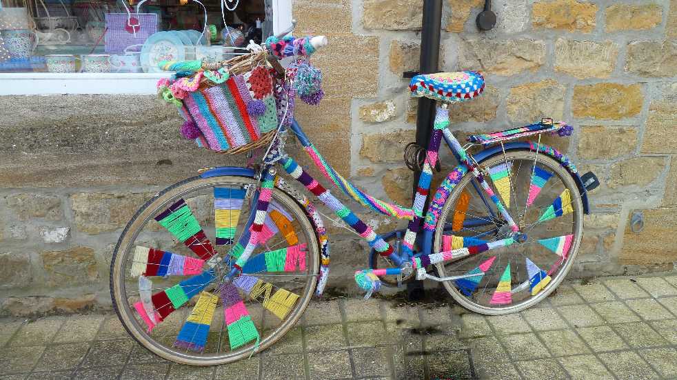yarn bombed bicycle